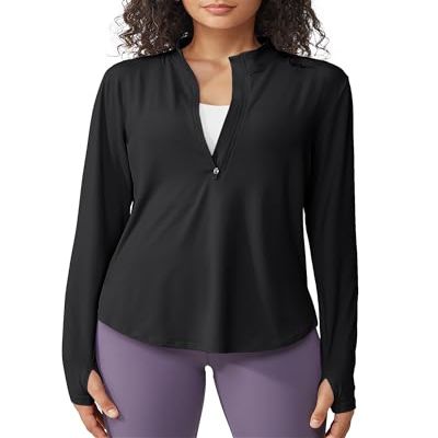 G4Free UV Shirts for Women Long Sleeve Running Workout Tops Lightweight Athletic Hiking Golf Shirts Quick Dry Rash Guard (Black,3XL)