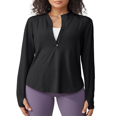 G4Free UV Shirts for Women Long Sleeve Running Workout Tops Lightweight Athletic Hiking Golf Shirts Quick Dry Rash Guard (Black,3XL)