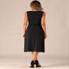 Allegra K Tank Dress for Women's Crew Neck Ruched Casual A-line Midi Sleeveless Dresses X-Large Black view 2