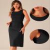 Allegra K Tank Dress for Women's Crew Neck Ruched Casual A-line Midi Sleeveless Dresses X-Large Black view 4