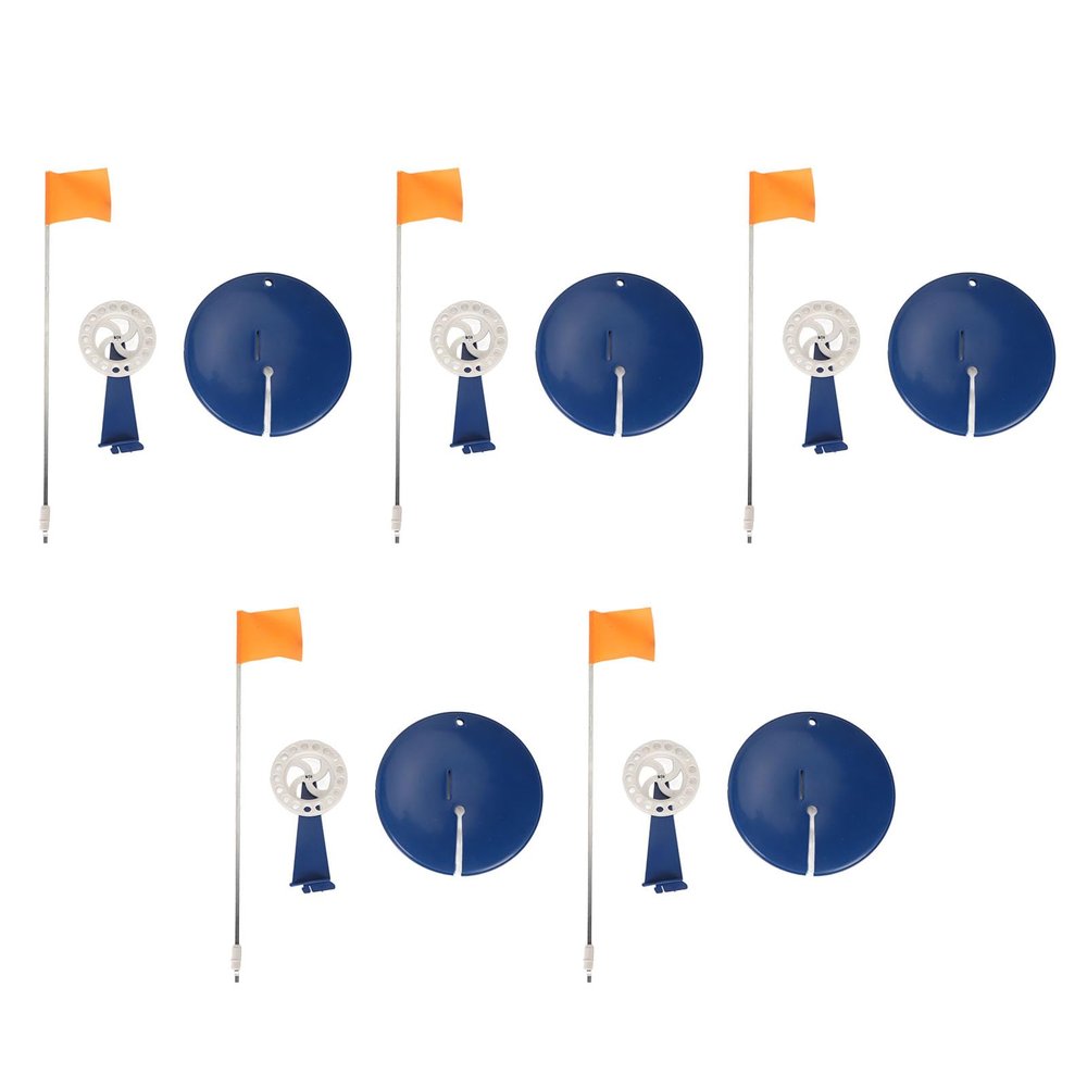 XHTLLO Portable 5 Pack Ice Fishing Flag Tip Up Set, Winter Fishing Rod Marker, Stable Outdoor Fishing Supply