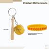 Mini Sports Key Rings & Bracelets Set - 12Pcs Baseball-Themed Wooden Bat Keychains With 12Pcs Silicone Bracelets view 3