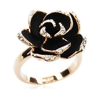 KUAIOUU Rose Flowers Rings Vintage Resizable Finger Rings Valentine's Day Gift Jewelry Open Ring For Women Jewelry