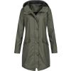 NineFit Basics Rain Coat for Women Waterproof Windproof Rain Jacket Casual Lightweight Hooded Raincoat Drawstring Windbreaker, 3X-Large, 01 Army Green view 1