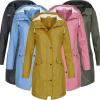NineFit Basics Rain Coat for Women Waterproof Windproof Rain Jacket Casual Lightweight Hooded Raincoat Drawstring Windbreaker, 3X-Large, 01 Army Green view 3
