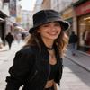 Unisex Bucket Hat Washed Jean Denim Bucket Cap Adjustable Frayed Sun Hats for Women Travel Summer Outdoor Fisherman Cap view 2