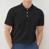 Ymosrh Mens Short Sleeve Solid Color Golf Polo Shirt Fashion Casual Work Collar T-Shirt Business Casual Shirts (M, Black) view 4