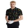 AYUNIX Golf Shirts for Men Neon Dinosaur Polos Shirts Casual Performance Moisture Wicking Short Sleeve Golf Polo Shirts view 2