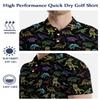 AYUNIX Golf Shirts for Men Neon Dinosaur Polos Shirts Casual Performance Moisture Wicking Short Sleeve Golf Polo Shirts view 4