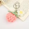 XAM Cute Fashion Handmade Weaving Strawberry Flowers Keychains for Women Creative Bag Key Accessories-Pink view 2