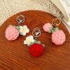 XAM Cute Fashion Handmade Weaving Strawberry Flowers Keychains for Women Creative Bag Key Accessories-Pink view 3
