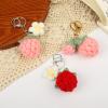 XAM Cute Fashion Handmade Weaving Strawberry Flowers Keychains for Women Creative Bag Key Accessories-Pink view 4