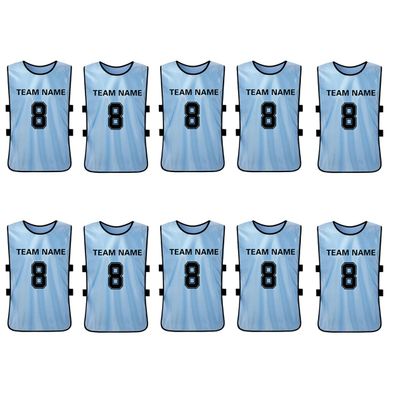 Helewala Customizable Soccer Training Vest - Soccer Bibs Sports Pinnies Soft, Breathable -10 Pcs Pack (US, Alpha, One Size, Regular, Regular, Blue)