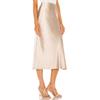 Midi Silk Skirt Women's Spring Summer Satin High Waist Side Split Ruffle A-line Long for Beach Attire Evening Party Prom Gown Reception Holiday Resort Trendy Beige M view 2