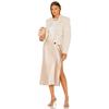 Midi Silk Skirt Women's Spring Summer Satin High Waist Side Split Ruffle A-line Long for Beach Attire Evening Party Prom Gown Reception Holiday Resort Trendy Beige M view 4