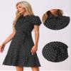 Allegra K Vintage Dresses for Women's Peter Pan Collar Puff Sleeve Heart Print Ruffled Dress Small Black view 2