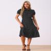 Allegra K Vintage Dresses for Women's Peter Pan Collar Puff Sleeve Heart Print Ruffled Dress Small Black view 4