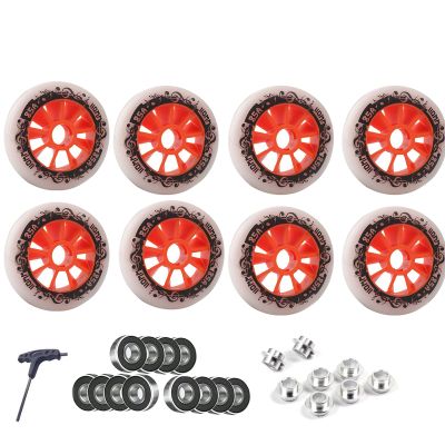 GXBHSP 8 Pack Inline Skate Wheels 90mm 100mm 110mm Inline Wheels Replacement with ABEC-9 Bearings 85A Hardness Increased Speed and High-Grip Performance (Orange,110mm)