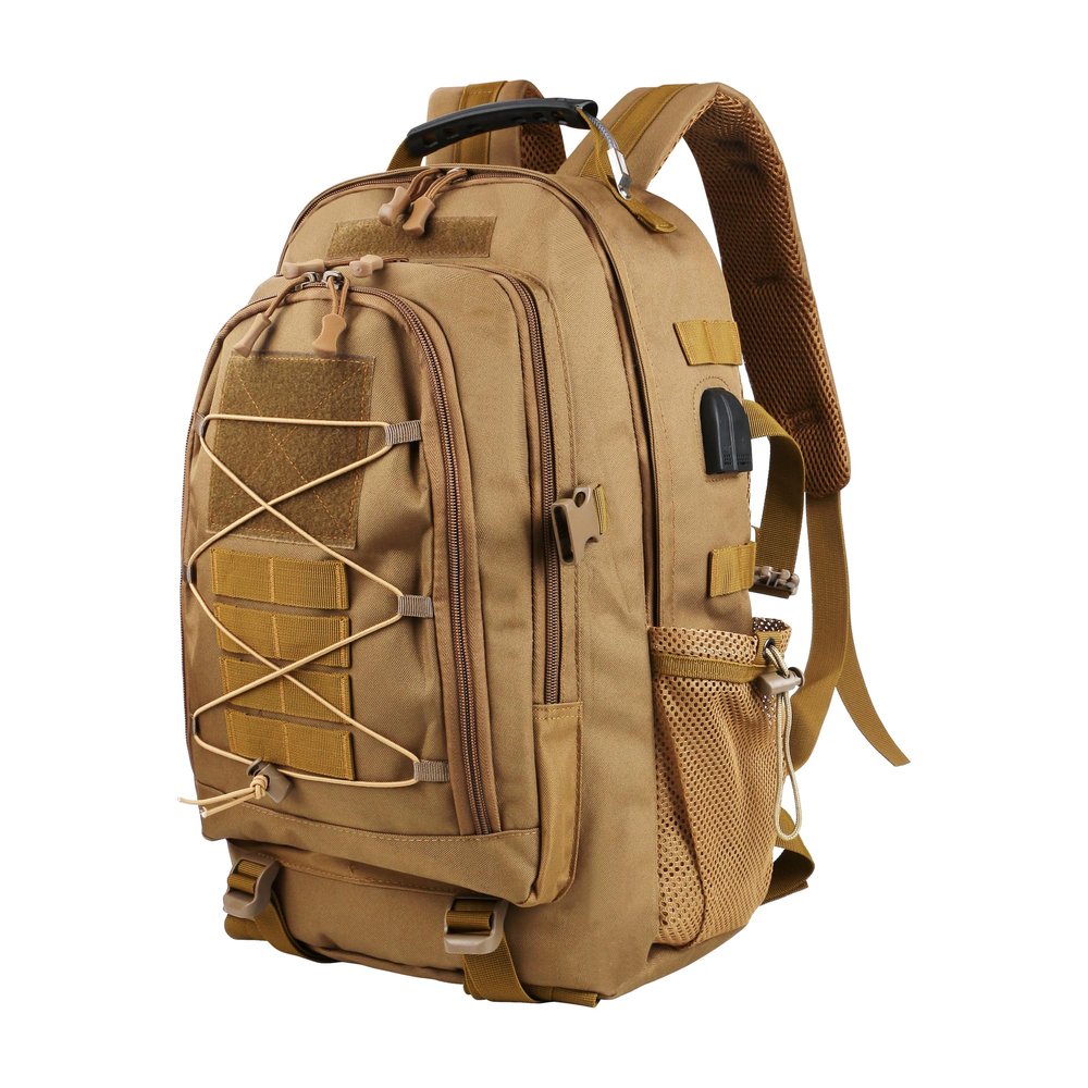 aiGear Tactical Backpack for Men, 35L Military Backpack, 3-Day Bug Out Bag for Camping Hiking Hunting with Molle System Army Daypack (35L Khaki)