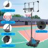 Portable Basketball Hoop Goals Outdoor System, 7Ft Adjustable Junior Basketball Stand Freestanding w/Stable Base & Wheels, Basketball Court for Indoor/Outdoor, After-School Entertainment (Black) view 3