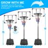 Portable Basketball Hoop Goals Outdoor System, 7Ft Adjustable Junior Basketball Stand Freestanding w/Stable Base & Wheels, Basketball Court for Indoor/Outdoor, After-School Entertainment (Black) view 4