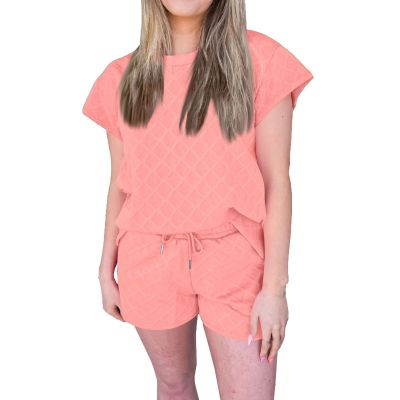 2 Piece Outfits for Women Lightweight Matching Lounge Sets Womens Pajama Sets Waffle Knit Lounge Set 2 Piece Outfits Loungewear Sweatsuit with Pockets Matching Shorts Vacation Beach Sets