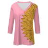 slqdgmryz 3/4 Length Sleeve Womens Tops Casual V Neck T Shirts Three Quarter Tunic Tops for Women Loose Fit Dressy Blouses Tshirts Shirts for Women Summer Tops for Women 2024, Hot Pink, Medium view 2