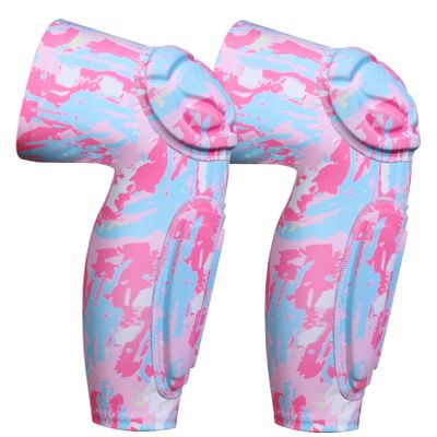 Dialudon Knee Calf Padded Leg Compression Sleeve Thigh Shin Brace Protective Gear for Football Basketball Volleyball Soccer Baseball Tennis Youth Girls Adult Pink L (1 Pair)