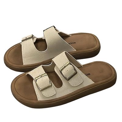 GHYUBYER Platform Slippers Sandalsfor Women,Female Summer with Adjustable Buckle Straps Open Toe Seaside Vacation Beach Shoes(Color:White,Size:40 EU)