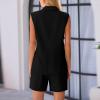 Binmer Women's Casual Sleeveless Blazer Vest Shorts Sets Double Breasted V Neck Office 2 Piece Lounge Matching Outfits Sets Black view 3