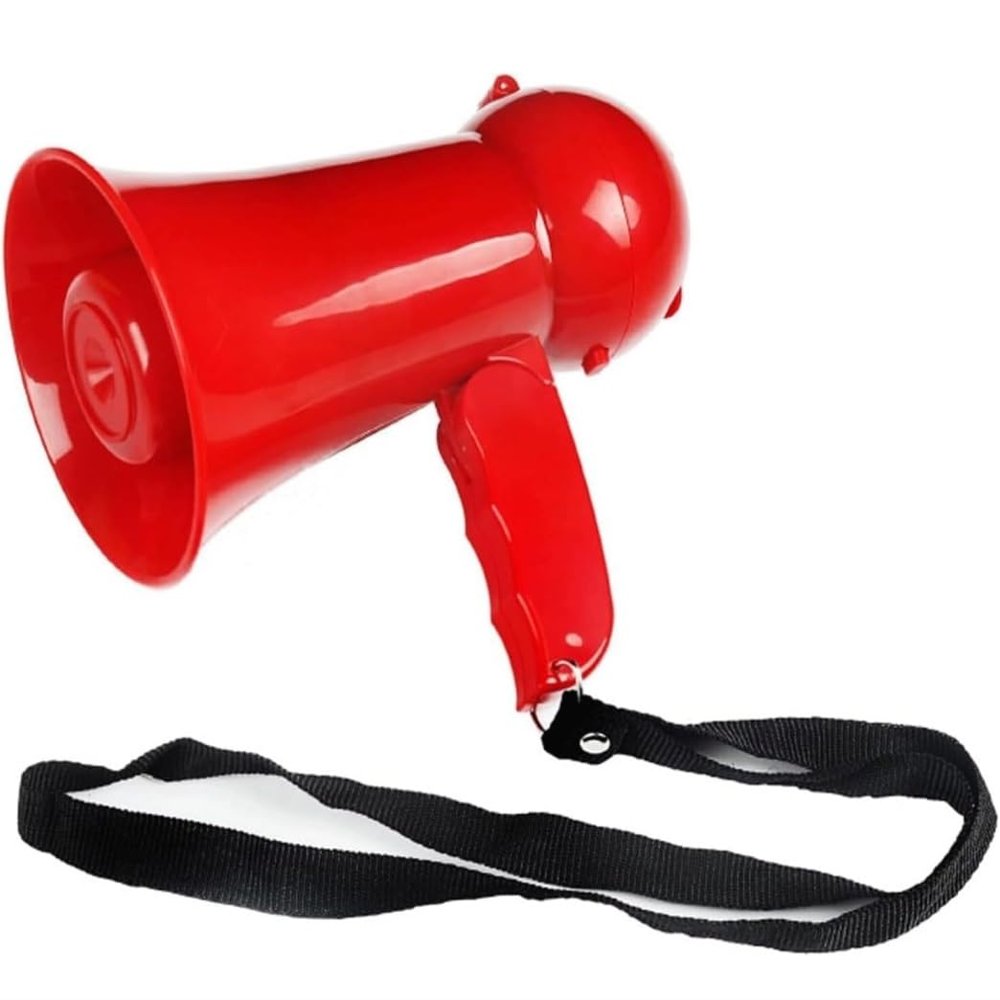 ANIIC Bullhorn Megaphone Outdoor Megaphones Built-in Siren Voice Recorder and Adjustable Volume Bullhorn Speaker Referee Bull Horn Loud Speaker, Red