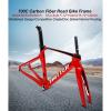 MirOdo 700C Road Bike Frameset with Fork 46/48/50/52/54cm Carbon Fiber Road Bike Frame Disc Brakes Thru Axle F12*100mm R12*142mm Internal Routing Frameset(Color:Yellow,Size:52CM) view 2