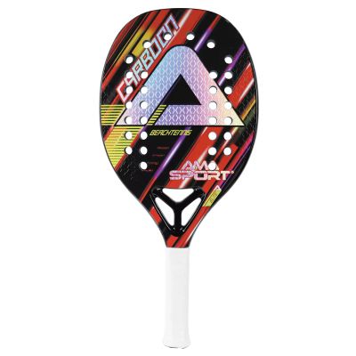 AMA SPORT Beach Tennis Racket 3K Carbon Fiber with EVA Foam Core Professional Carbon Beach Tennis Paddle for Advanced Players (Red)