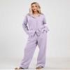 codcm Womens Pajama Sets Cotton Pj Set Cute Heart Print Long Sleeve Button Shirt With Pants(Purple,Small) view 2