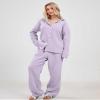 codcm Womens Pajama Sets Cotton Pj Set Cute Heart Print Long Sleeve Button Shirt With Pants(Purple,Small) view 4