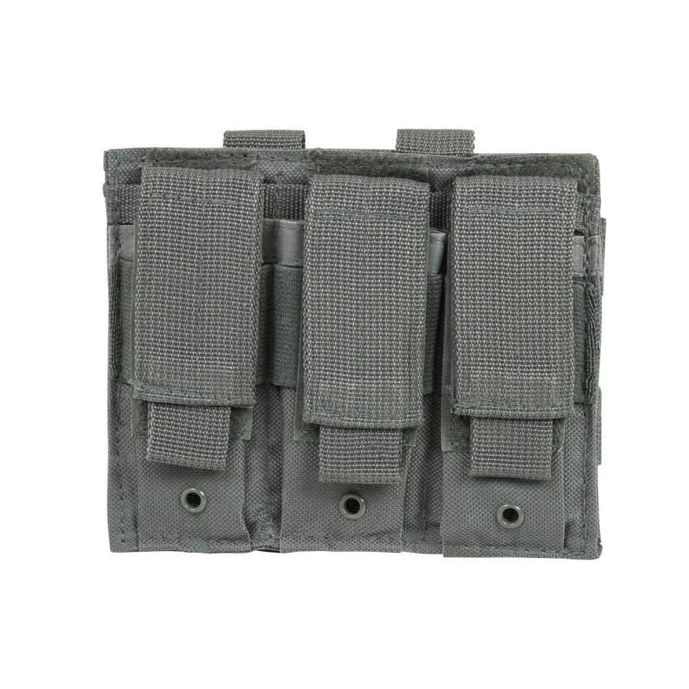 Triple Pocket Pistol Magazine Carrier Pouch - Gray Color - Fits Beretta M9 92 96 PX9 SIG P226 P229 M17 M18 Glock 17 19 22 23 Hk USP VP9 Ruger SR9 SR40 American Mags