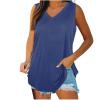 KICILVS Plus Size Tank Tops for Women Summer Sleeveless V Neck Casual Tank Tops Blouse Shirts Casual Solid Color Tunics view 3