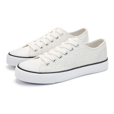 ANTLULU Womens Canvas Shoes Low Top and Lace up Fashion Casual Sneakers Black and White Classic, 8.5