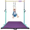 JOYSFIT Adjustable Gymnastics Bar for Kids with Mat - Sturdy Kip Bar with Rings, Horizontal Bar for Home Training, 3'-5' Height, Ages 3-15, 250 LBS Capacity, Easy Assembly.
