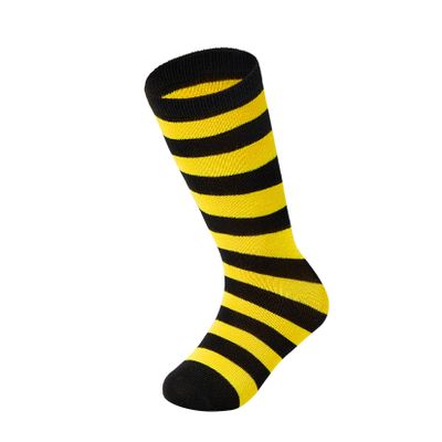 Century Star Striped Kids Boys Halloween Socks Girls Toddler Tube Knee High Cotton Stockings - 1 Pair Black Yellow Strip 9-12 Years