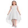 YONGHS Kids Girls One Shoulder Formal Dress Ruched Chiffon High Low Hem Wedding Party Flower Girl Dress Ivory 14 Years view 1