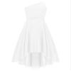 YONGHS Kids Girls One Shoulder Formal Dress Ruched Chiffon High Low Hem Wedding Party Flower Girl Dress Ivory 14 Years view 3