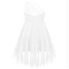 YONGHS Kids Girls One Shoulder Formal Dress Ruched Chiffon High Low Hem Wedding Party Flower Girl Dress Ivory 14 Years view 4
