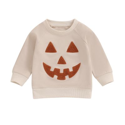 YINGISFITM Toddler Baby Girl Boy Halloween Outfit Witch Crewneck Pullover Sweatshirt Long Sleeve Pumpkin Shirt Fall Clothes (embroidery face,2-3 Years)