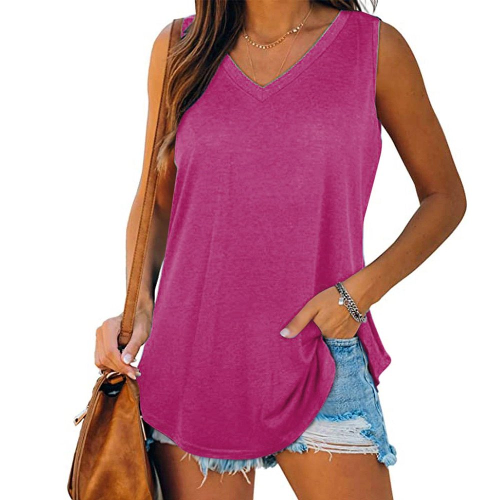 KICILVS Plus Size Tank Tops for Women Summer Sleeveless V Neck Casual Tank Tops Blouse Shirts Casual Solid Color Tunics