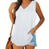 KICILVS Plus Size Tank Tops for Women Summer Sleeveless V Neck Casual Tank Tops Blouse Shirts Casual Solid Color Tunics view 2