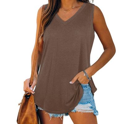 KICILVS Plus Size Tank Tops for Women Summer Sleeveless V Neck Casual Tank Tops Blouse Shirts Casual Solid Color Tunics
