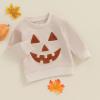 YINGISFITM Toddler Baby Girl Boy Halloween Outfit Witch Crewneck Pullover Sweatshirt Long Sleeve Pumpkin Shirt Fall Clothes (embroidery face,6-12 Months) view 2