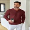 COOFANDY Mens Knit Polo Shirts Long Sleeve Sweater Casual Polo Shirts Lightweight Collared T Shirts, Wine Red, Small view 4