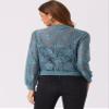 Allegra K Lace Jackets for Women's Stand Collar Zip Up Lightweight Gothic Sheer Baseball Jacket Large Blue Grey view 2